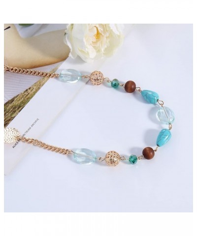 Long Chain Beaded Necklace for Women Fashion Sweater Party Birthday Jewelry Gift blue $16.38 Necklaces