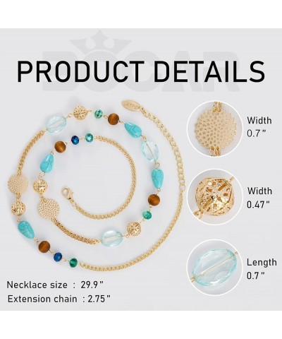 Long Chain Beaded Necklace for Women Fashion Sweater Party Birthday Jewelry Gift blue $16.38 Necklaces