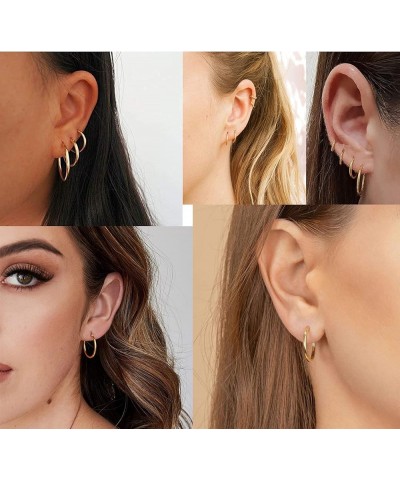 10 Pairs Small Hoop Earrings for Women Stainless Steel Gold Silver Black Hypoallergenic Hoop Earrings Tiny Hoop Earrings Set ...