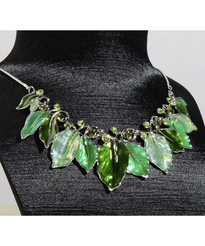 Vintage Statement Jewelry Set - Spring Leaf Flower Floral Plant Necklace Earring Set Crystal Rhinestone Fashion Costume Jewel...