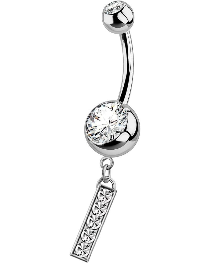 Initial Belly Button Rings- 316L Surgical Steel- 14G(1.6mm)- AAA+ CZ Crystals- Silver A-Z Letter Belly Button Rings Initial I...