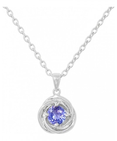925 sterling silver genuine tanzanite 5/8ct round flower pendant necklace $36.00 Necklaces