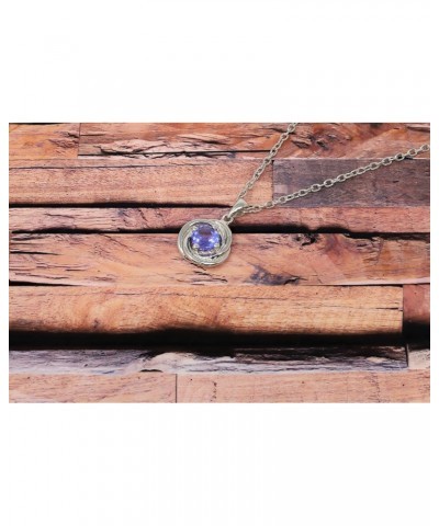 925 sterling silver genuine tanzanite 5/8ct round flower pendant necklace $36.00 Necklaces