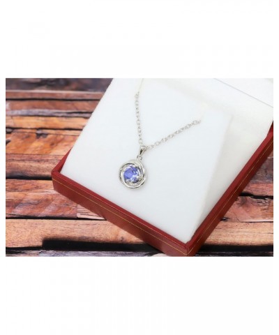 925 sterling silver genuine tanzanite 5/8ct round flower pendant necklace $36.00 Necklaces