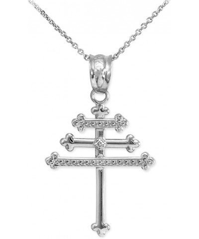 925 Sterling Silver CZ-Accented Maronite Cross Pendant Necklace 18.0 Inches $23.51 Necklaces
