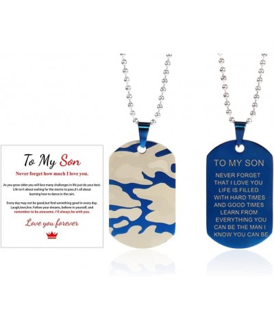 LF Mens TO MY SON Necklace,Boys Stainless Steel Camoflauge Military Dog Tag Pendant Sentiment Motivational Tags Necklace Jewe...