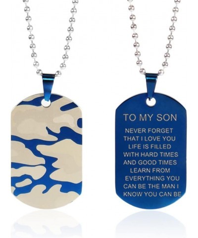 LF Mens TO MY SON Necklace,Boys Stainless Steel Camoflauge Military Dog Tag Pendant Sentiment Motivational Tags Necklace Jewe...