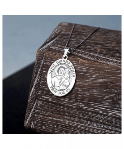 Saint Gianna Beretta Molla Oval Religious Medal - in Sterling Silver and 10K or 14K Gold 1/2 x 2/3 Inch Medal Only Solid 14k ...