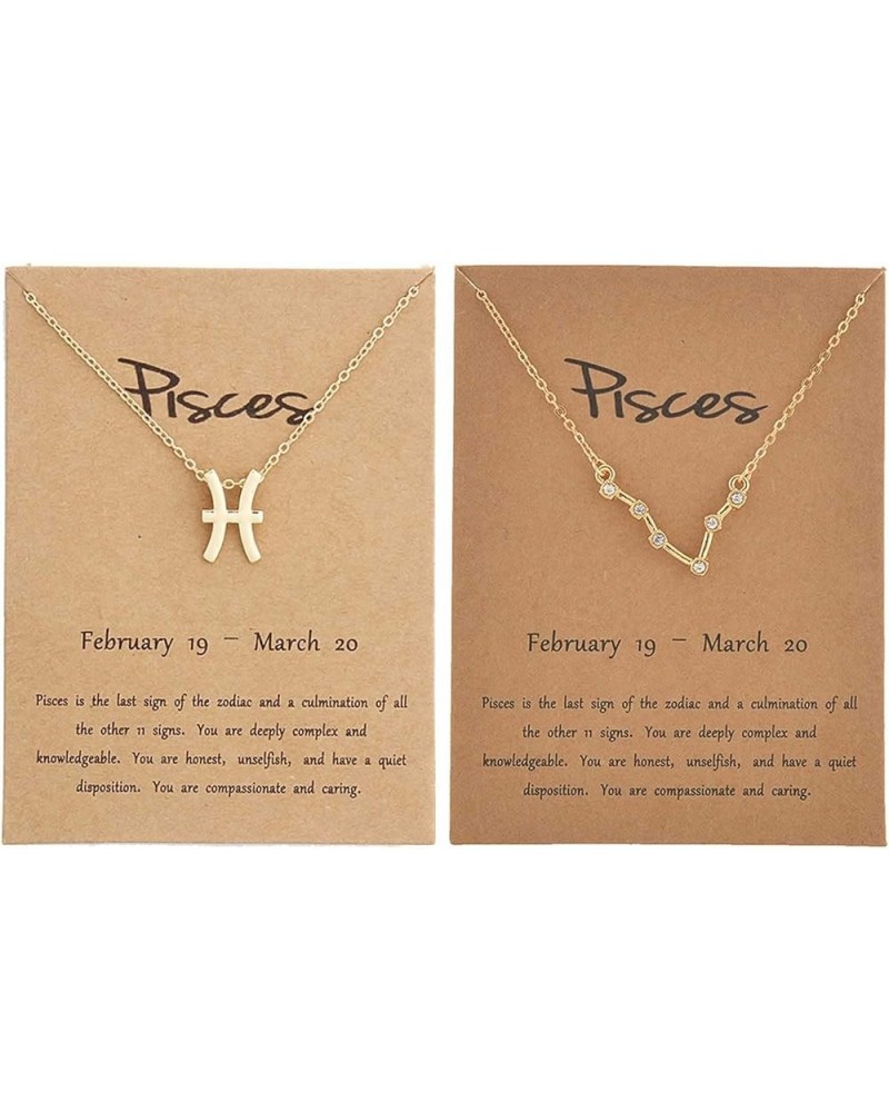 2Pcs Silver Zodiac Necklace for Women 12 Constellation Sign Necklace CZ Astrology Zodiac Star Necklace Birthday Gifts with Me...