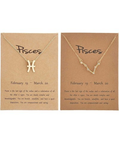 2Pcs Silver Zodiac Necklace for Women 12 Constellation Sign Necklace CZ Astrology Zodiac Star Necklace Birthday Gifts with Me...