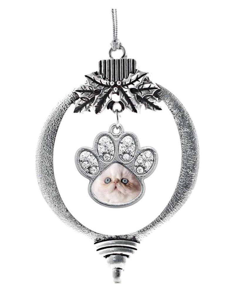 Dog Mom Charm Ornament - Silver Pave Paw Charm Holiday Ornaments with Cubic Zirconia Jewelry Persian Cat $8.25 Bracelets