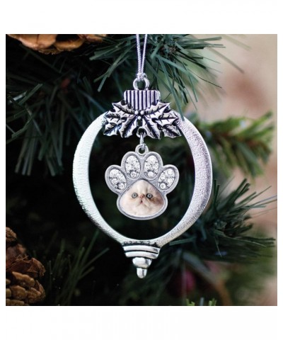 Dog Mom Charm Ornament - Silver Pave Paw Charm Holiday Ornaments with Cubic Zirconia Jewelry Persian Cat $8.25 Bracelets