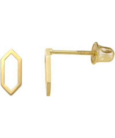14K Yellow Gold Hexagon Shape Stud Earrings Screw Back $22.26 Earrings