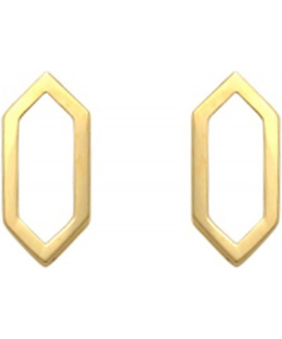 14K Yellow Gold Hexagon Shape Stud Earrings Screw Back $22.26 Earrings