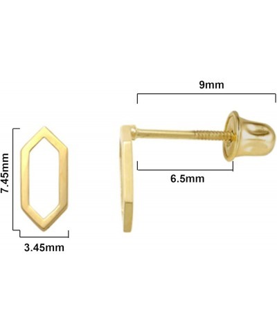 14K Yellow Gold Hexagon Shape Stud Earrings Screw Back $22.26 Earrings