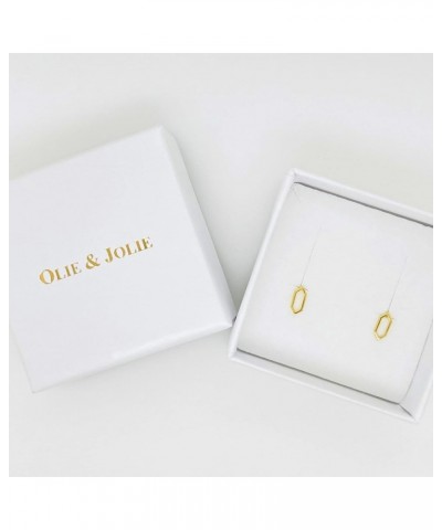 14K Yellow Gold Hexagon Shape Stud Earrings Screw Back $22.26 Earrings