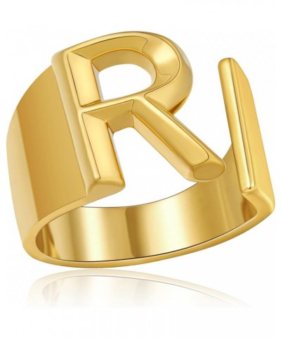 Initial Ring Gold Letter Rings for Women Chunky Gold Rings for Women Adjustable Rings Initial Jewelry R-Gold $7.64 Rings