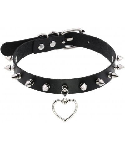 Multicolor PU Simulated Leather Silvert-tone Spikes Rivets Love Heart Ring Belt Collar Choker Necklace Red $8.11 Necklaces