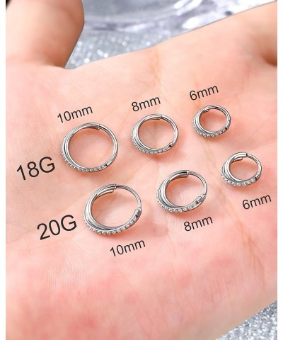 G23 Titanium Nose Ring Hoop 16G 18G 20G Conch Piercing Jewelry Clear CZ Double Titanium Helix Earring Tragus Daith Piercing J...