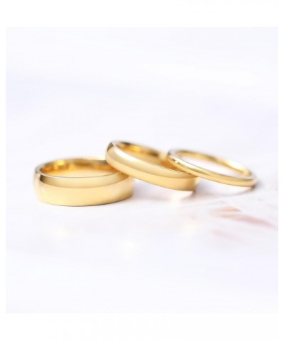 2mm 4mm 6mm Gold Titanium Ring Plain Dome High Polished Wedding Band Comfort Fit Size 3-13.5 6mm 5 $9.17 Rings