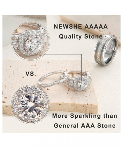 Wedding Ring Sets for Him and Her 5A Cubic Zirconia Ring Women Men Band Promise Rings for Couples Size 5-13 Men's Size 9 & Wo...