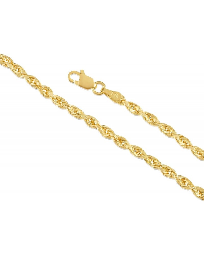 14K Gold 1.5MM 2MM 3MM 4MM 5MM Rope Chain Necklace or Bracelet for Men and Women ( Unisex ), Hollow - Braided Twist Gold Chai...