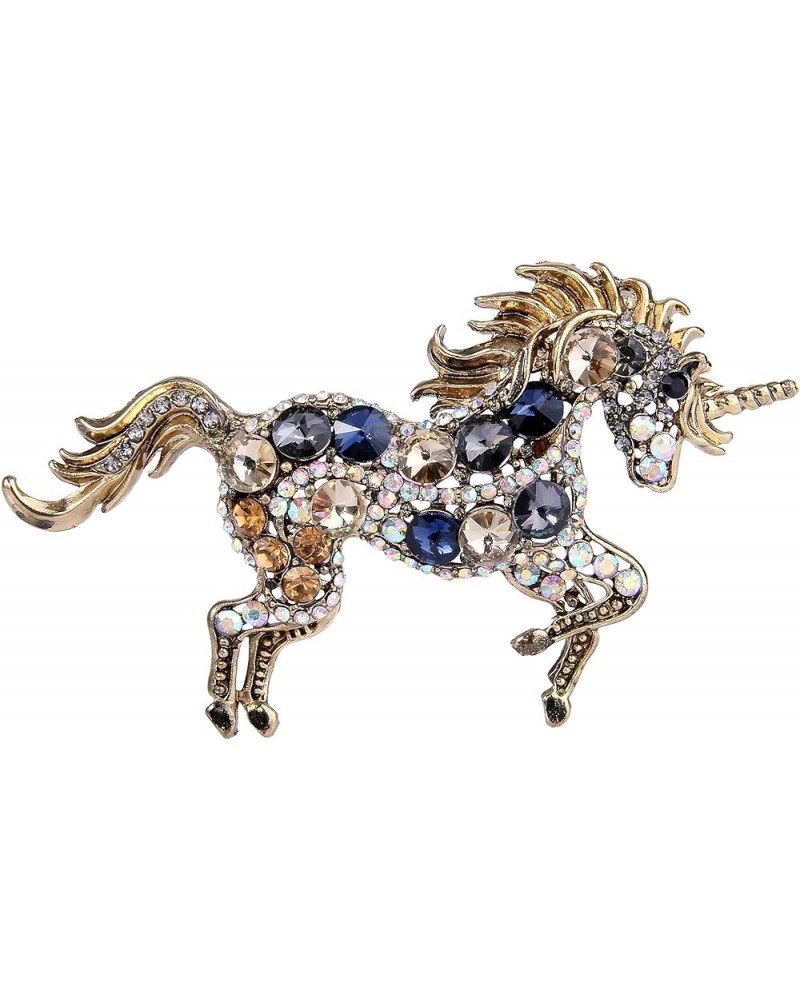 Women's Austrian Crystal Running Unicorn Brooch Multicolor Gold-Tone $11.12 Brooches & Pins