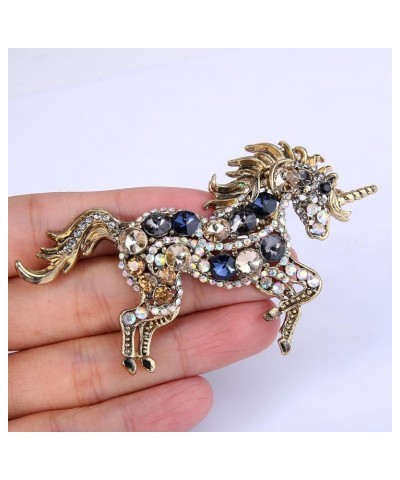 Women's Austrian Crystal Running Unicorn Brooch Multicolor Gold-Tone $11.12 Brooches & Pins