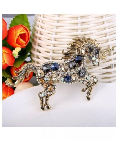 Women's Austrian Crystal Running Unicorn Brooch Multicolor Gold-Tone $11.12 Brooches & Pins