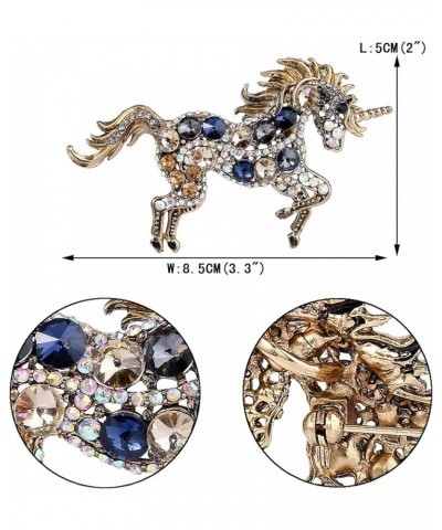 Women's Austrian Crystal Running Unicorn Brooch Multicolor Gold-Tone $11.12 Brooches & Pins