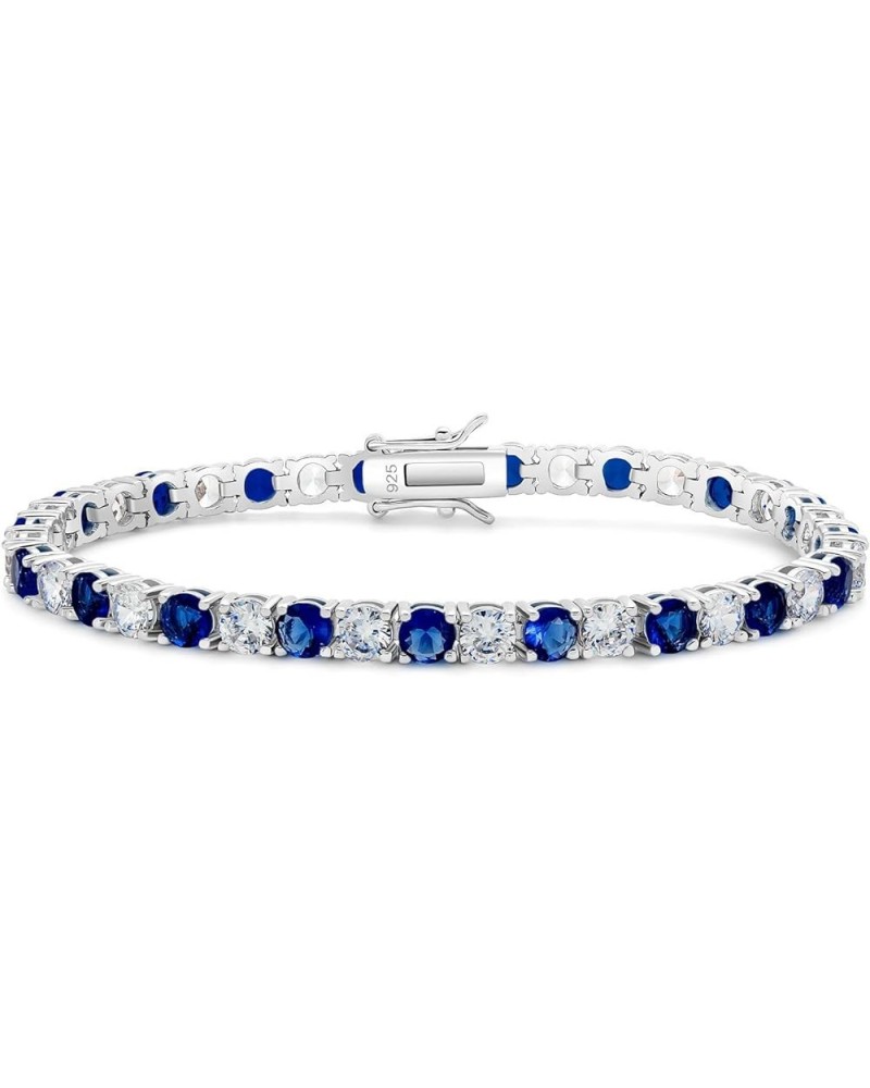 925 Sterling Silver 3-4mm Cubic Zirconia Classic Tennis Bracelet for Women and Men 6.5-8 inch Round Sapphire/CZ 4mm 7.50 $22....