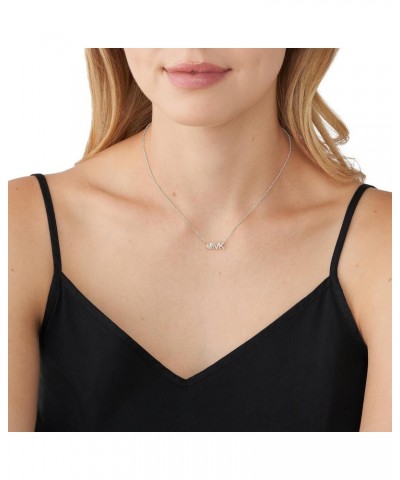 Brass and Pavé Crystal MK Logo Pendant Necklace for Women, Color: Silver (Model: MKJ7977931) $33.38 Necklaces