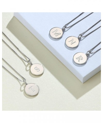 Initial Necklace for Women 925 Sterling Silver Round Pendant Polished A-Z Letter Jewelry Letter-T $26.95 Necklaces