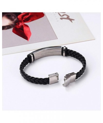 Free Engraving Medical Alert Bracelets for Men Women Adjustable Braided Leather Wristband Emergency ID Identification Cuff Br...