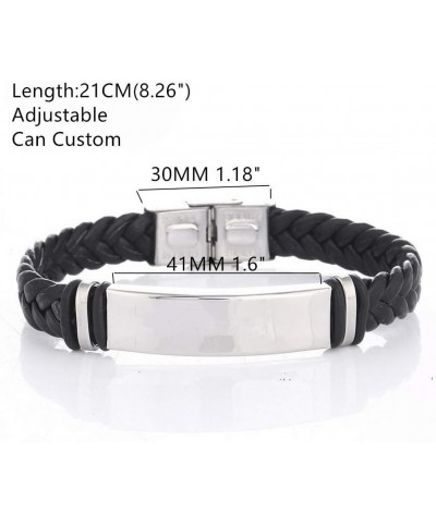 Free Engraving Medical Alert Bracelets for Men Women Adjustable Braided Leather Wristband Emergency ID Identification Cuff Br...