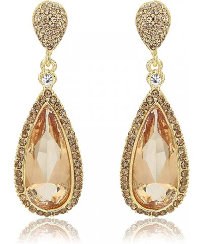 Costume Jewelry Chandelier Champagne Golden Gold Drop and Dangle Earrings for Women Gold $9.85 Earrings