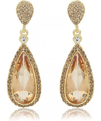 Costume Jewelry Chandelier Champagne Golden Gold Drop and Dangle Earrings for Women Gold $9.85 Earrings