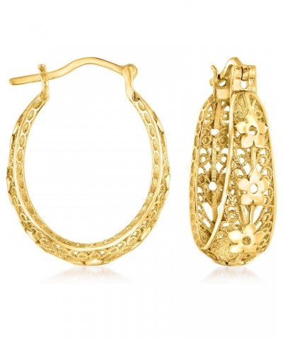 18kt Gold Over Sterling Floral Filigree Hoop Earrings $42.84 Earrings
