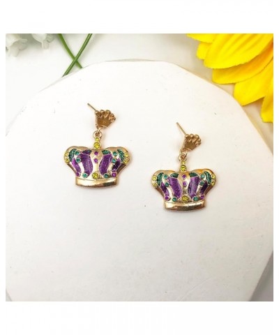 Mardi Gras Earrings for Women Girls,Mardi Gras Dangle Earrings Purple Green and Gold Carnival Earrings Mardi Gras Accessories...