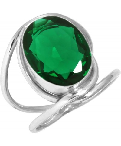 925 Sterling Silver Handmade Ring for Women 10x14 Oval Gemstone Boho Silver Jewelry for Gift (99049_R) Emerald Simulated $20....