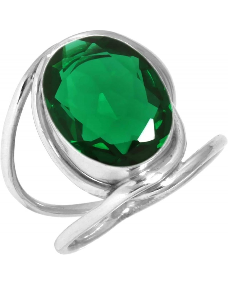 925 Sterling Silver Handmade Ring for Women 10x14 Oval Gemstone Boho Silver Jewelry for Gift (99049_R) Emerald Simulated $20....