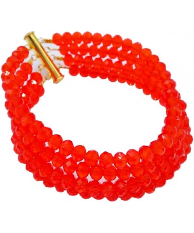 acuzv 6 Rows African Necklaces for Women Nigerian Beads Jewelry Set Wedding Bridal Party Jewelry Sets Red $14.00 Jewelry Sets