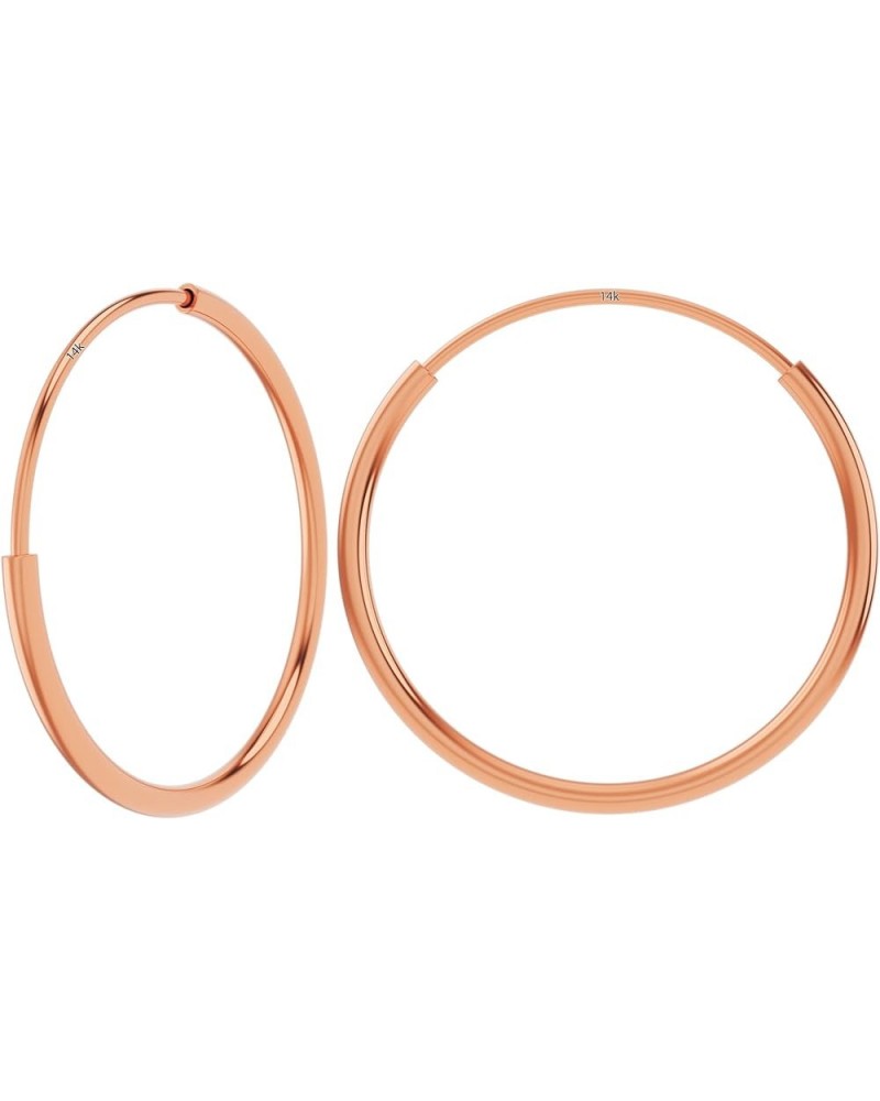 14k Rose Gold Endless Hoop Earrings Round Flexible Thin Small little Continuous Real Pure Gold Hoops 25mm (1 inch) $19.00 Ear...