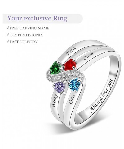 Sterling Silver Personalized Mothers Ring with 1-6 Simulated Birthstones Custom Family Rings Mothers Day Birthday Anniversary...