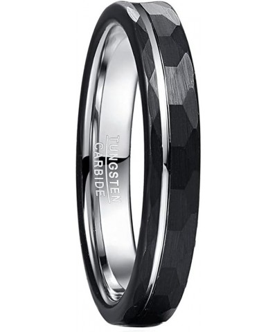 Mens 4mm Black Faceted Tungsten Carbide Rings with Silver Groove Matte Finish Engagement Wedding Band Size 5-12 Black $9.87 R...