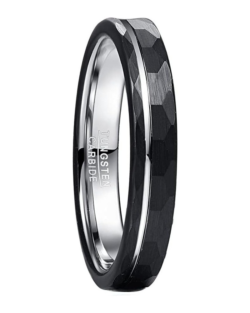 Mens 4mm Black Faceted Tungsten Carbide Rings with Silver Groove Matte Finish Engagement Wedding Band Size 5-12 Black $9.87 R...