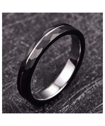 Mens 4mm Black Faceted Tungsten Carbide Rings with Silver Groove Matte Finish Engagement Wedding Band Size 5-12 Black $9.87 R...