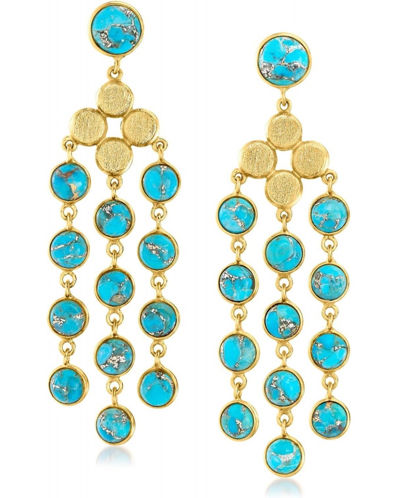 Turquoise Chandelier Earrings in 18kt Gold Over Sterling $46.25 Earrings