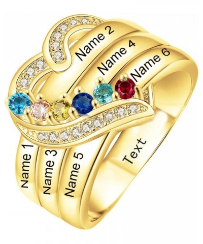 10K 14K 18K Solid Gold Personalized 1-8 Names Ring Mothers Ring with Birthstone for Women Custom Name Ring Jewelry Gifts for ...