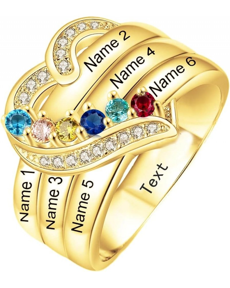 10K 14K 18K Solid Gold Personalized 1-8 Names Ring Mothers Ring with Birthstone for Women Custom Name Ring Jewelry Gifts for ...